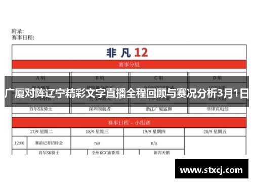 广厦对阵辽宁精彩文字直播全程回顾与赛况分析3月1日