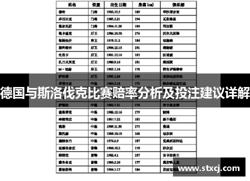 德国与斯洛伐克比赛赔率分析及投注建议详解